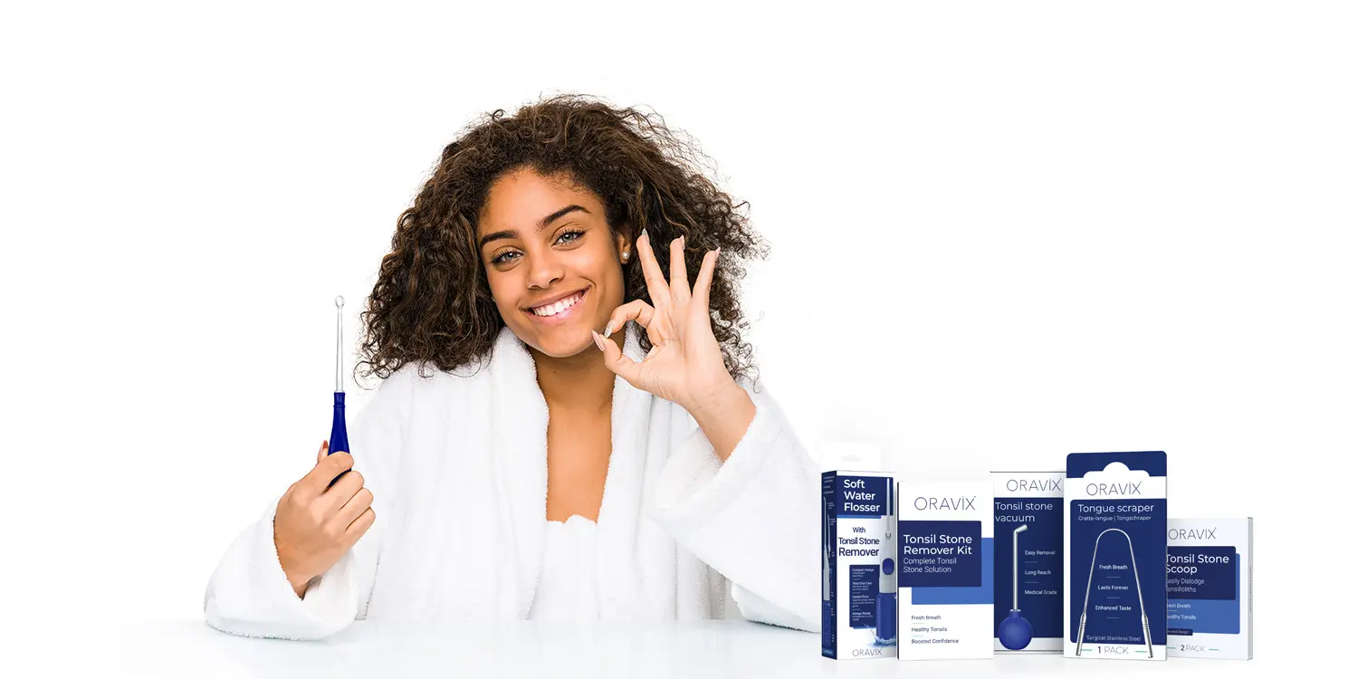 Oravix-Main-banner-tonsil-stones-product-range-woman oravix-tonsil-stone-removal-tools-range